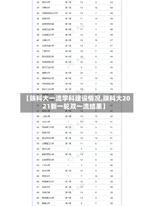 【陕科大一流学科建设情况,陕科大2021新一轮双一流结果】-第3张图片