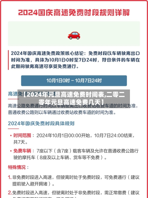 【2024年元旦高速免费时间表,二零二零年元旦高速免费几天】