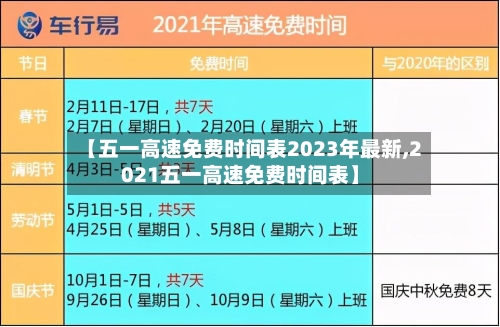 【五一高速免费时间表2023年最新,2021五一高速免费时间表】